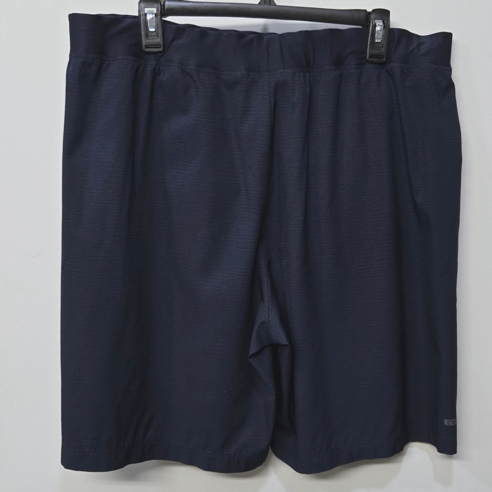 Mens Athletic Shorts Size XL Navy Blue Zip Pocket Stretch Performance Athleisure - Picture 2 of 8